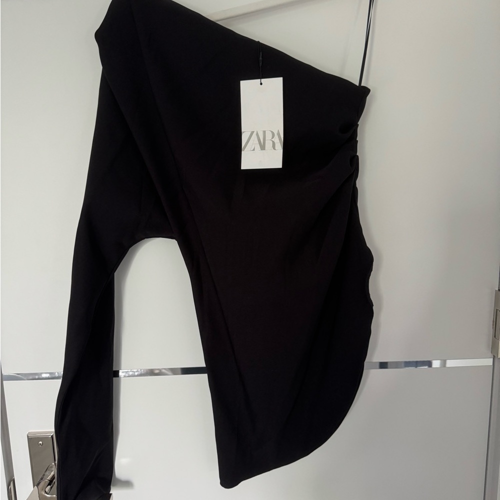 Zara Elegant Black Draped Top